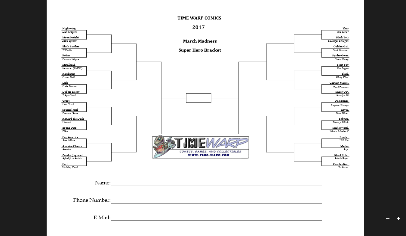 Announcing the First Ever Time Warp March Madness Bracket!